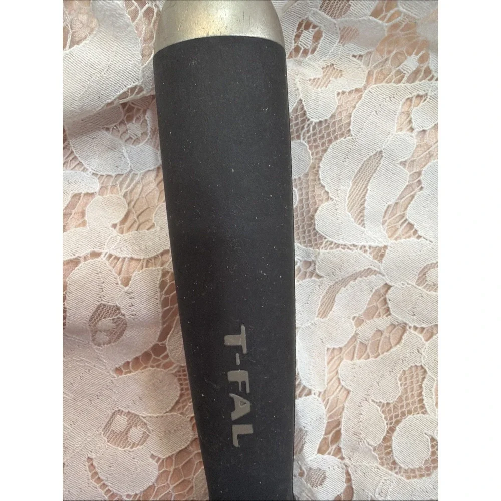 T-fal Plastic Slotted Serving Spoon w/ Rubber‎ Feeling Handle Black and Silver